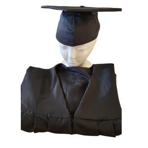 Graduation Cap & Gown Set Black 6' 1" - 6' 3" Like NEW Jostens